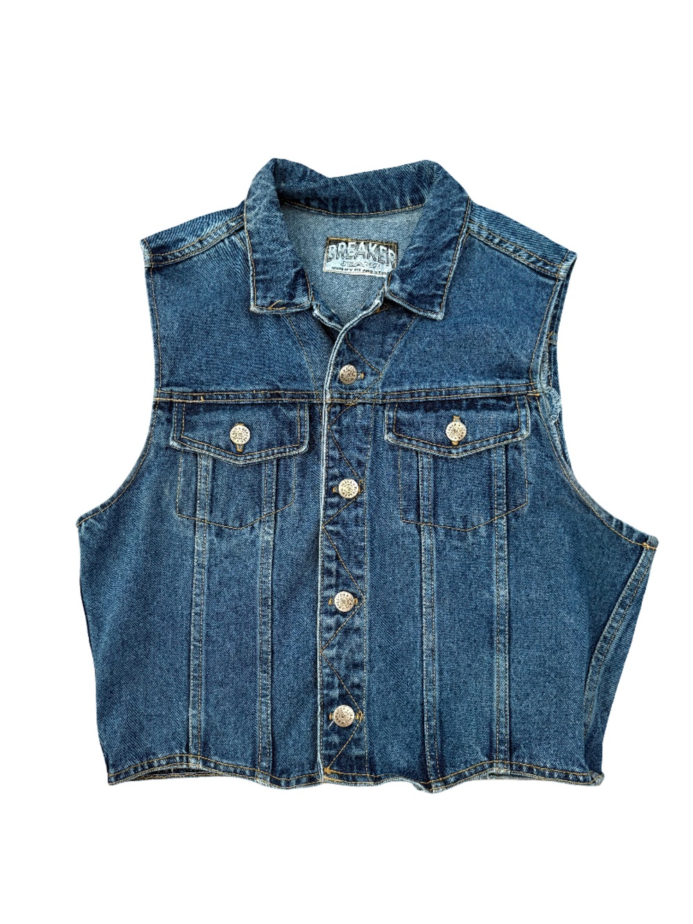 Vintage Breaker Denim Jeans Button Front Vest